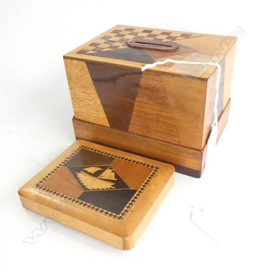 2 INLAY PUZZLE BOXES H. 90MM