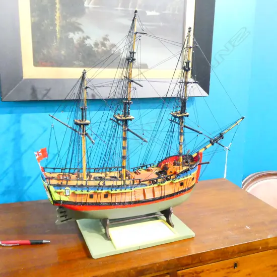 SHIP MODEL; H.M. BARK ENDEAVOUR H. 620MM