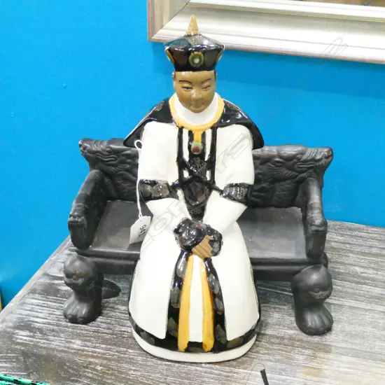 CERAMIC SEATED ORIENTAL MAN H. 320MM