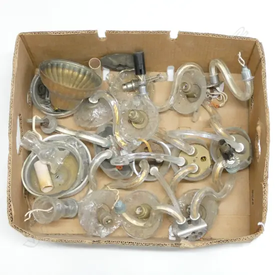 BOX LOT ASST. CRYSTAL LIGHT FITTINGS 