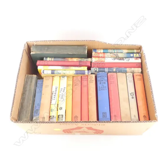 BOX ASST OLD ZANE GREY & BIGGLES BOOKS 
