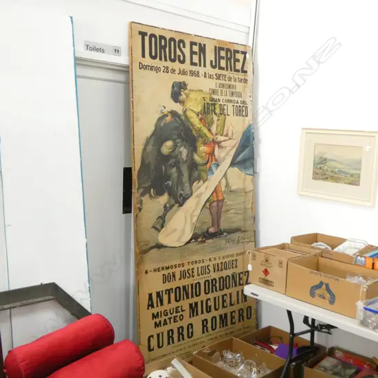 VERY LARGE VINTAGE BULL FIGHTER PRINT 2300 X 1060MM