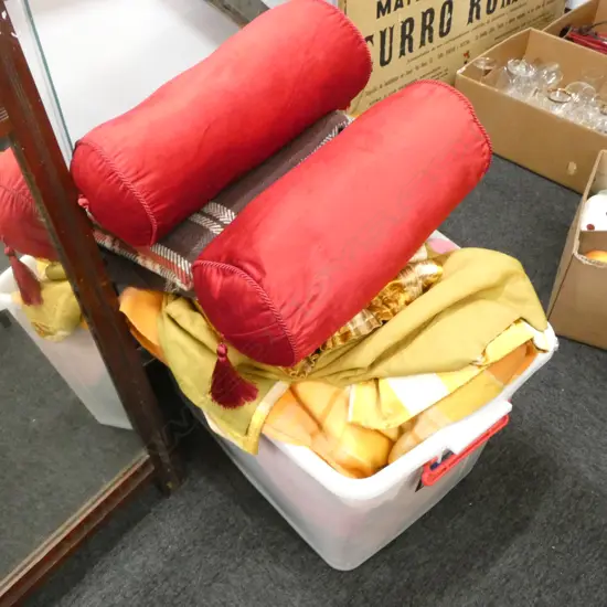 BOX LOT ASST. WOOLEN BLANKETS ETC