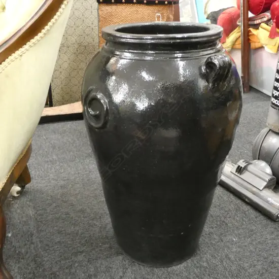 LARGE BLACK GARDEN POT, H. 62OMM