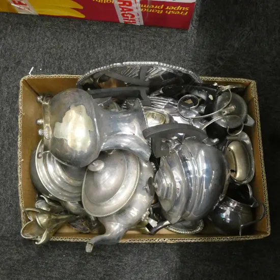 BOX LOT ASST. EP TEAPOTS ETC