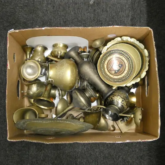 BOX LOT ASST. BRASS ETC