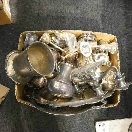 BOX LOT ASST. SILVER PLATE 