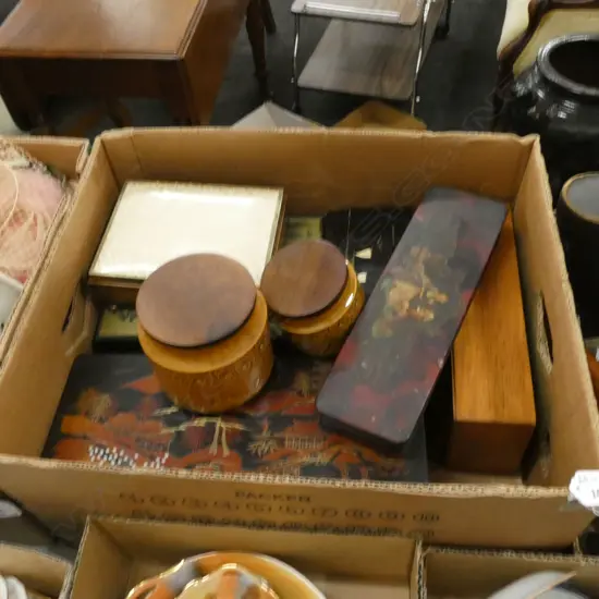 BOX LOT LACQUERED JAPANESE BOXES ETC 