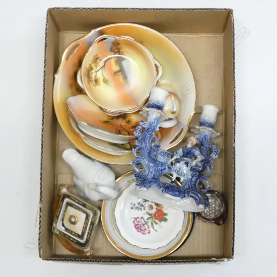 BOX LOT ASST CHINA, INCLUDING NORITAKE SUNSET PCS & NAO DUCK