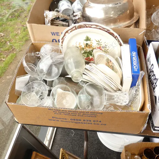 BOX LOT ASST. CRYSTAL & CHINA 