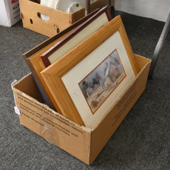 BOX LOT ASST. ARTWORKS; PRINTS ETC