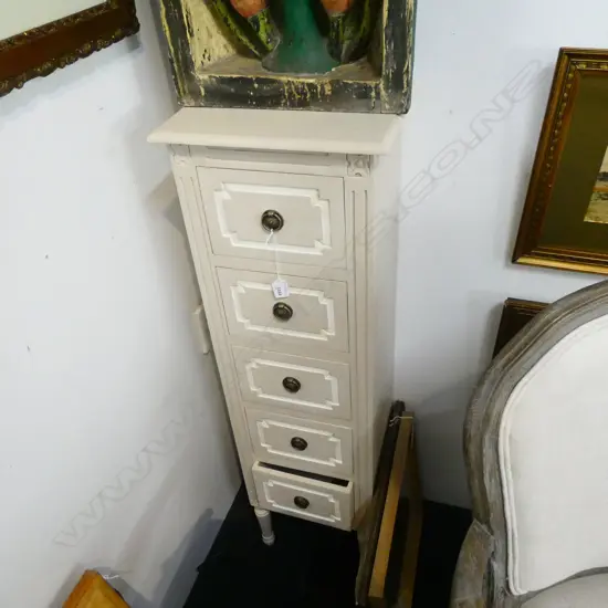 HAMPTON STYLE GREY TALL BOY NARROW UNIT, 350 X 260 X 1120MM