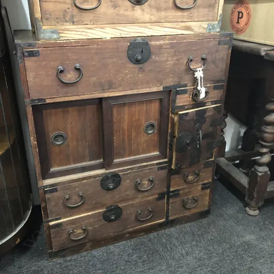 ANTIQUE JAPANESE TANSU CHEST H. 765MM