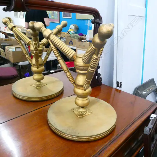 GOLD PAINTED TURNED STOOL H. 450MM