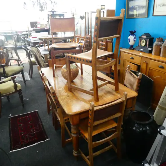 8 TEAK & LEATHER CHAIRS CHAPMAN TAYLOR STYLE