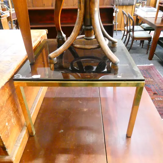 SQUARE BRASS & GLASS COFFEE TABLE H. 400MM 600MM SQ