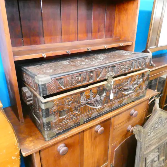 CARVED CAMPHOR CHEST L. 800MM