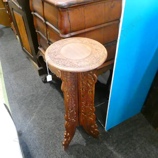 CARVED WOODEN INDONESIAN SIDE TABLE H. 790MM