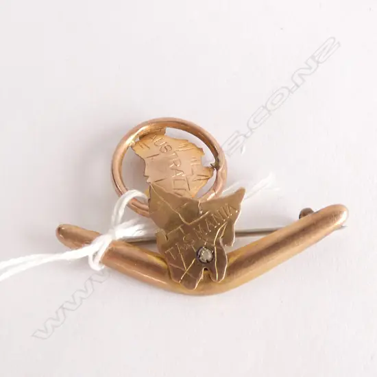 TWO 9CT GOLD AUSTRALIAN BROOCHES 3.63gm