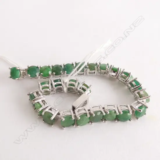 SILVER AND EMERALD BRACELET (VERY LOW GRADE EMERALDS)