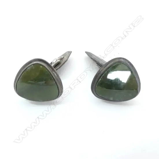 PAIR CONT, 835 SILVER & NZ POUNAMU CUFFLINKS