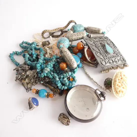 ASST. COSTUME JEWELLERY ETC + STG SILVER POCKETWATCH CASE