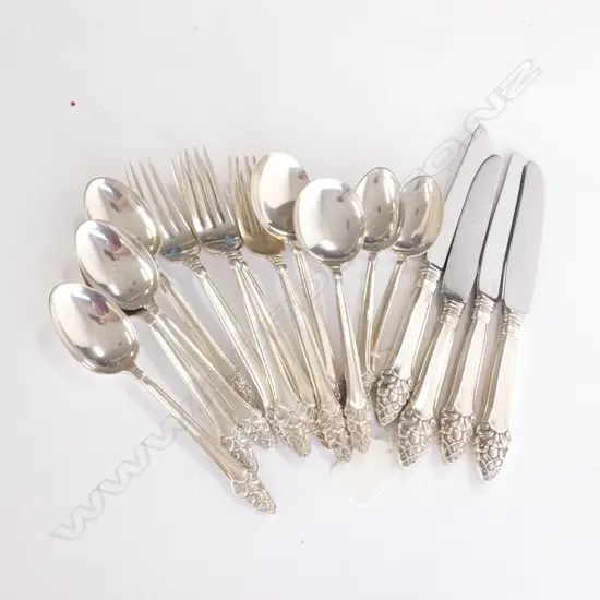 16 PIECES GORHAM AMERICAN STERLING SILVER 'SOVEREIGN' PATTERN CUTLERY 555gm EXCLUDING KNIVES w STAINLESS BLADES