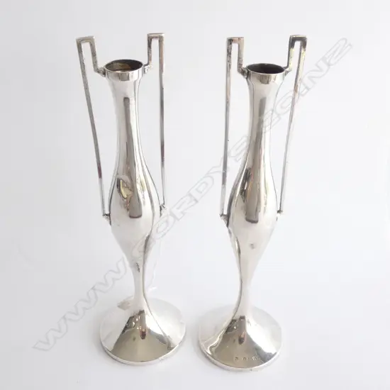 PR STG SILVER VASES H. 215MM B'HAM 1908
