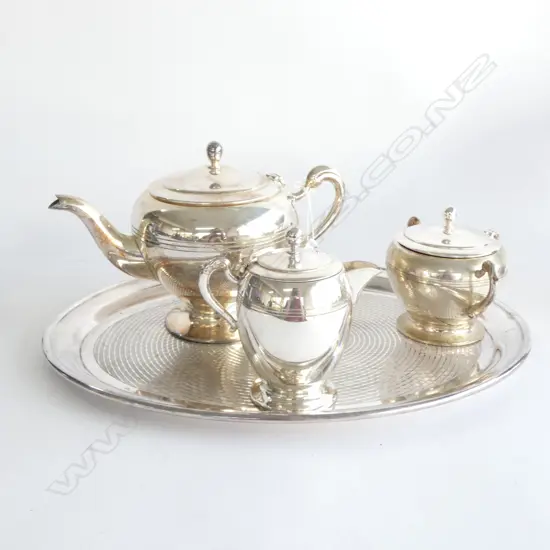 1940S EPNS TEA SET ON TRAY 