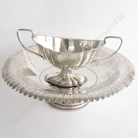 SILVER PLATE TRAY 275MM DIA + FOOTED BOWL