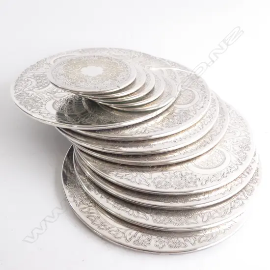 SILVER PLATE PLACE MATS AND DRINK MATS