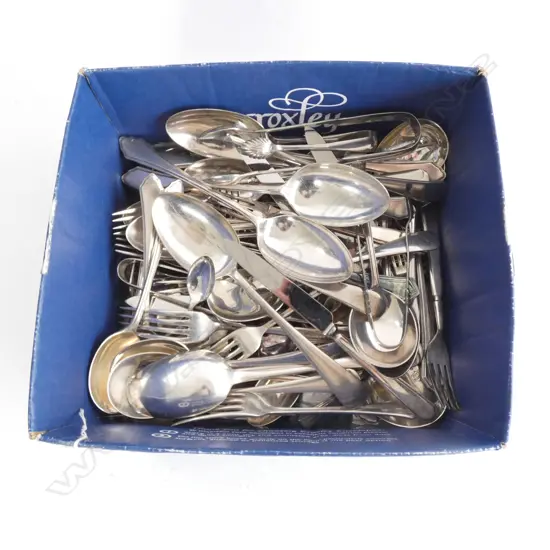 BOX OF SILVER PLATE CUTLERY