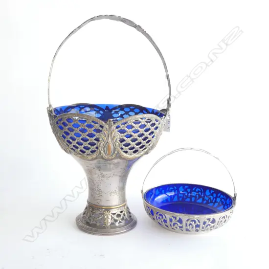 2 WMF BASKET/BOWLS BLUE LINERS  H200 D190 HANDLE IS A/F