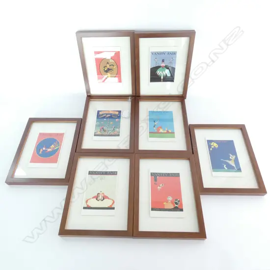 8 FRAMED MINIATURE VANITY FAIR COVERS 100 X 150MM (FRAMES 200 X 260MM)