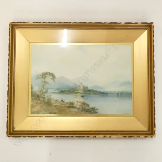W.BAKER 19THC W/COLOUR SCOTTISH LAKE SCENE 380 X 490 MM
