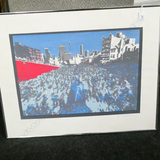 DAVID LEVIN SCREENPRINT 4/20, 'CITY TO SURF', SIGNED & DATED '83. 360 X 535mm