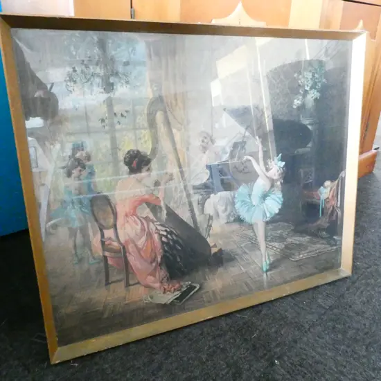 LAJOS LOUIS JAMBOR (1884-1955) PRINT, DANCING LESSONS 595 X 745MM