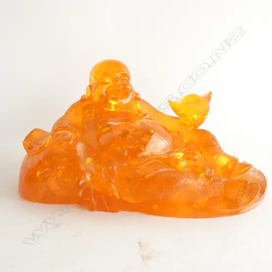OLD CAST ORANGE LAUGHING BUDDHA - L.255MM