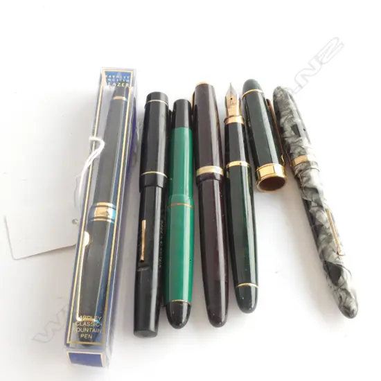 6 ASST FOUNTAIN PENS INCL. JAGUAR / PARKER / CROXLEY  ETC.