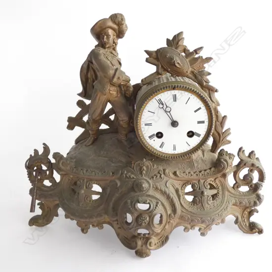 FRENCH GILT METAL CLOCK H. 300MM
