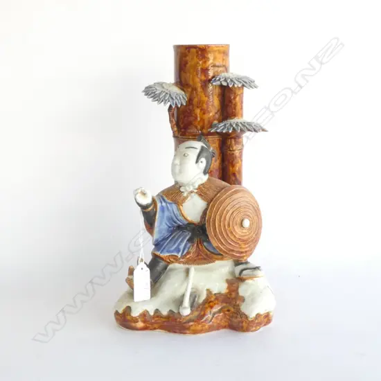 JAPAN FIGURED & BAMBOO VASE