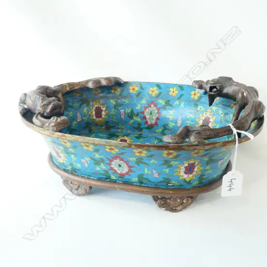 ANTIQUE CHINESE CLOISONNE BOWL L 340 MM
