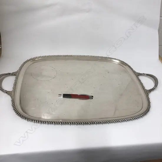 SILVER PLATE BANQUET TRAY GADROON RIM