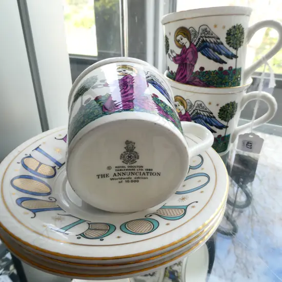 3 R/DOULTON NOEL CUPS & SAUCERS
