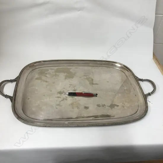 SILVER PLATE BANQUET TRAY GADROON RIM