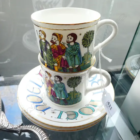 2 R/DOULTON NOEL CUPS & SAUCERS