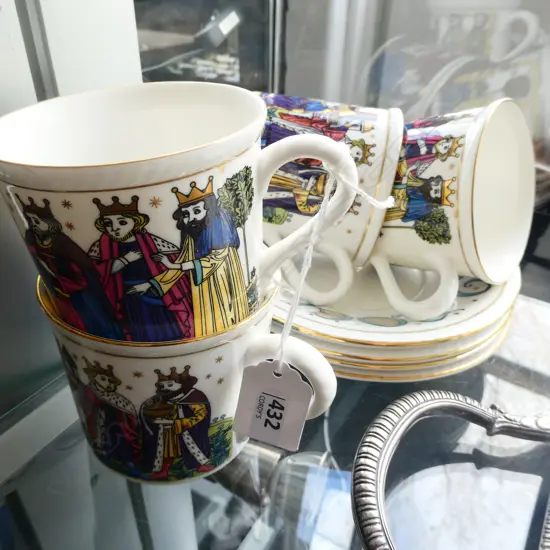 4 R/DOULTON NOEL CUPS & SAUCERS