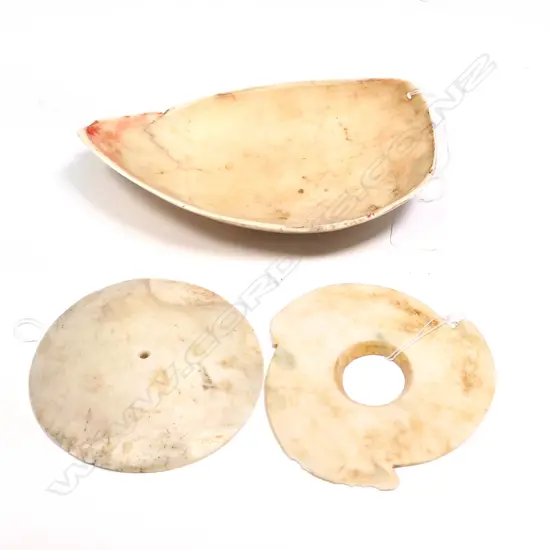 3 SOLOMON/PNG SHELL PENDANTS; TRIDACNA & BAILER SHELL