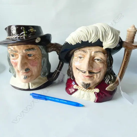 2 LGE R/DOULTON CHARACTER JUGS PORTHOS + COMPLETE ANGLER H.180MM