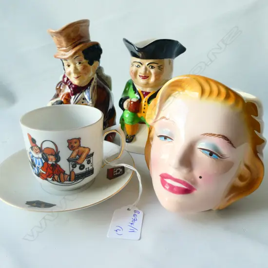2 BURLEIGH WARE TOBYS + MARILYN MONROE JUG + NURSERY C & S